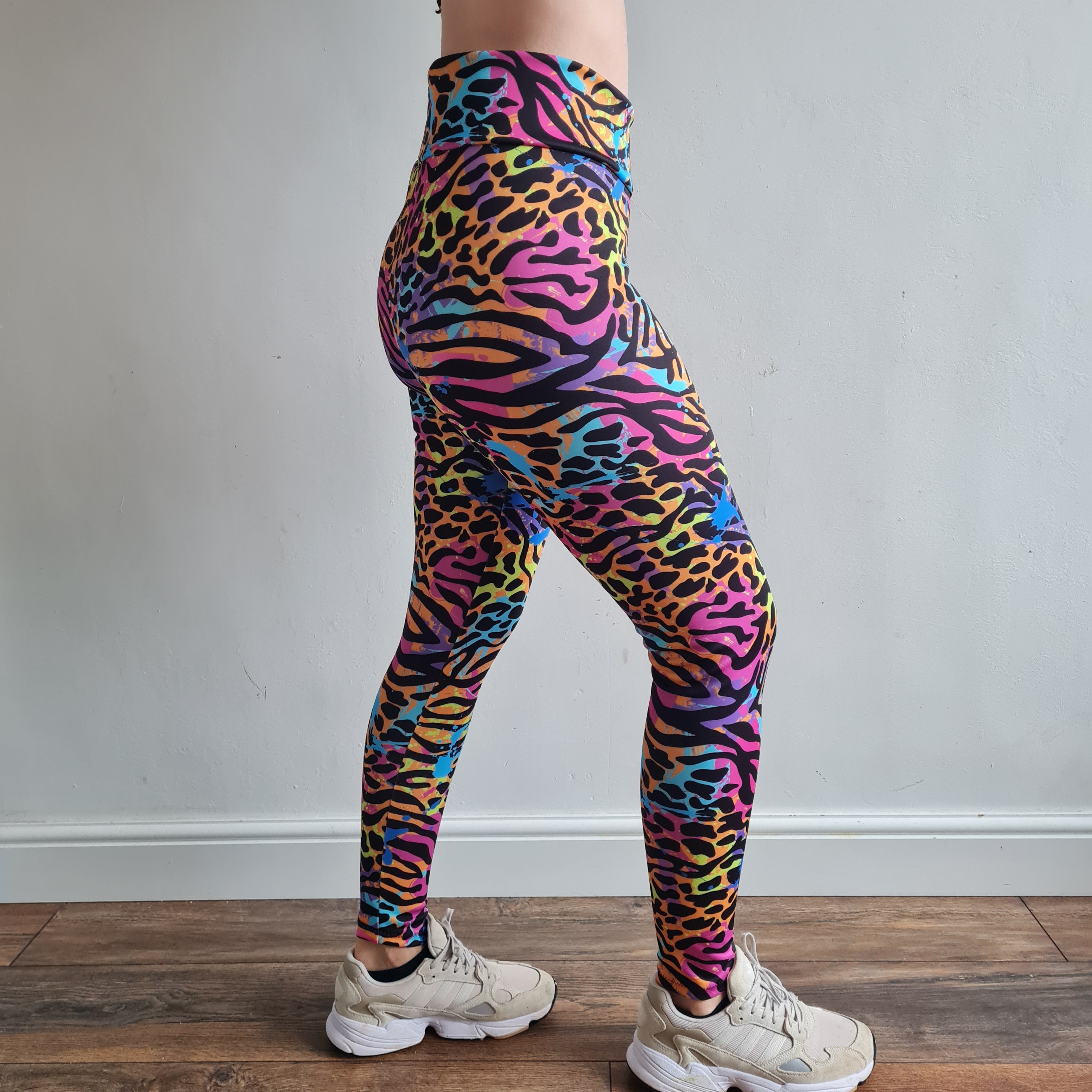 Colourful Zebra print Festival Adult Leggings