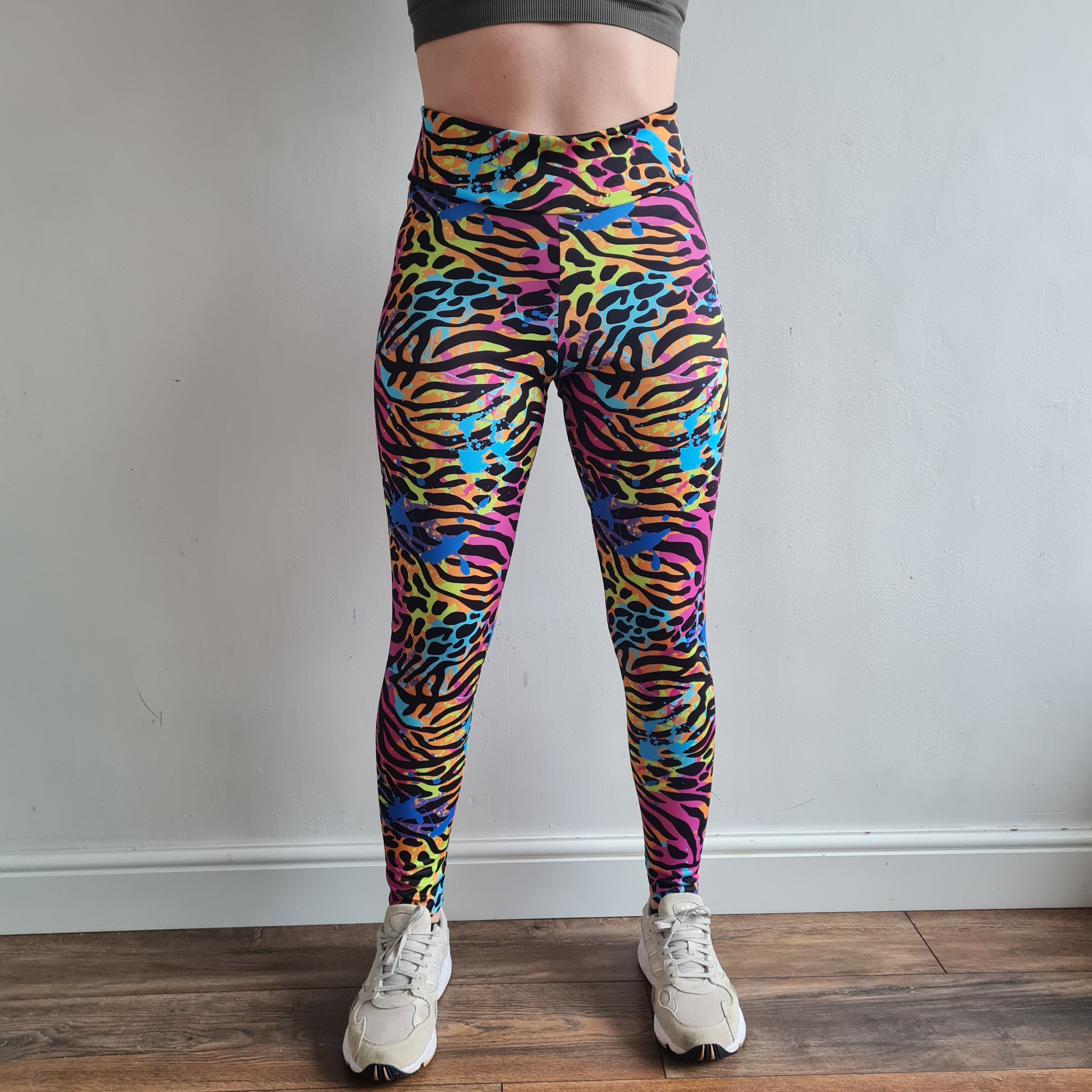 Colourful Zebra print Festival Adult Leggings