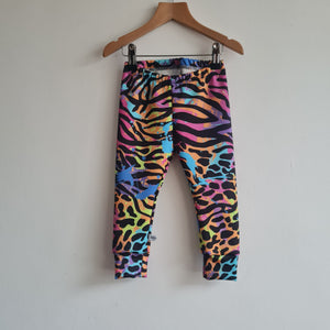 Colourful zebra print kids festival leggings