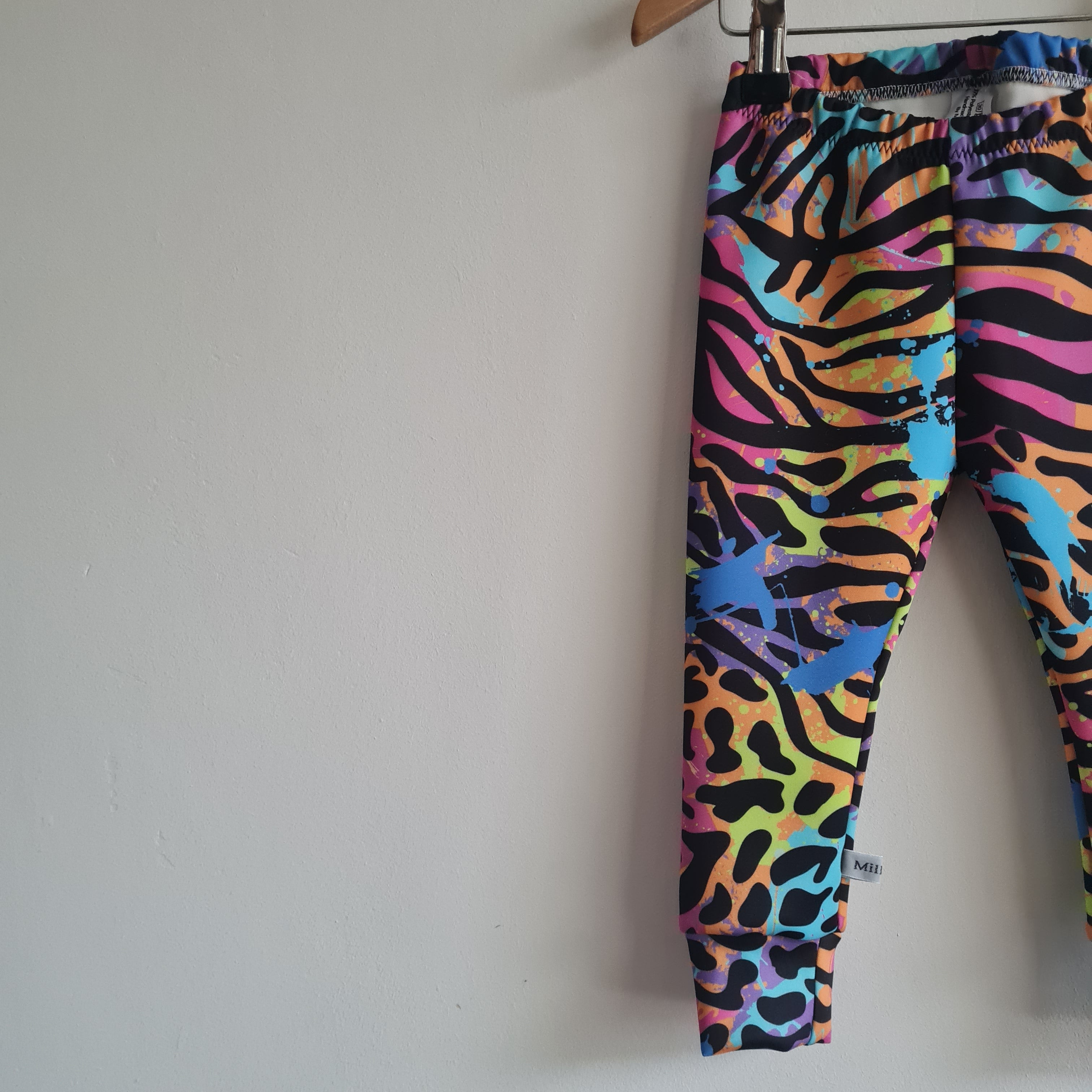 Colourful zebra print kids festival leggings