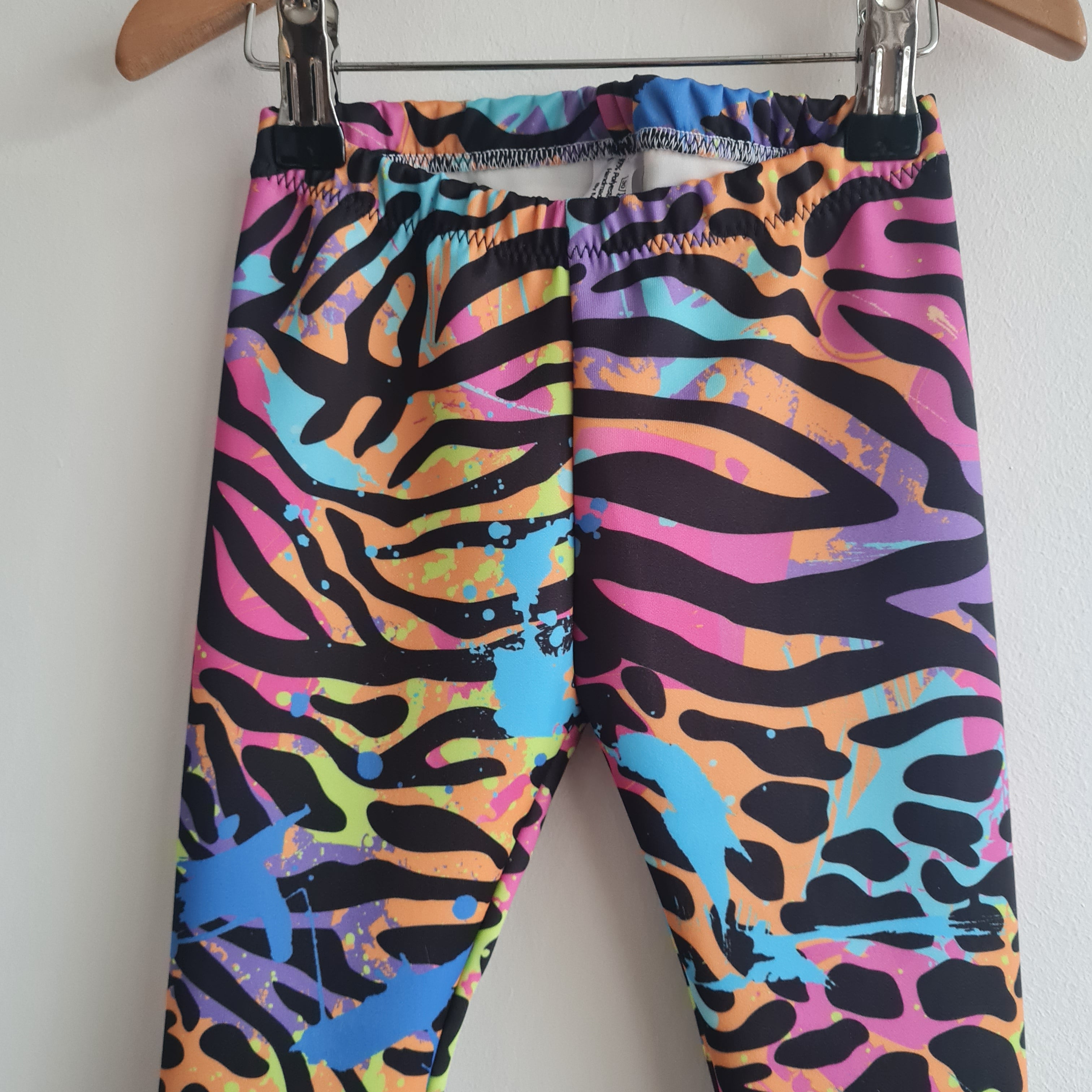 Colourful zebra print kids festival leggings